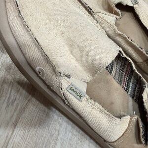 Sanuk Natural Canvas Slip-On with Suede Trim